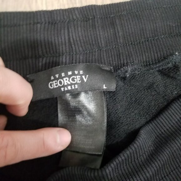 Black and gold Avenue George V Paris sweatpant jogger w/ lion emblem size Large - Picture 6 of 7